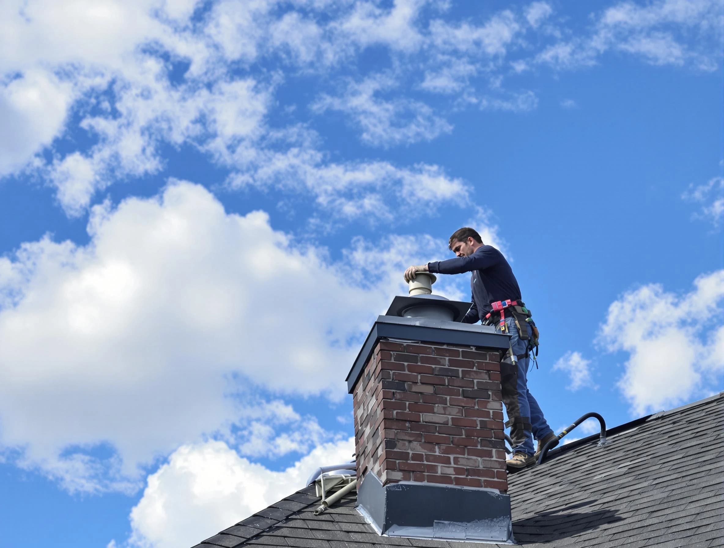 Fort Lupton Chimney Sweep installing a sturdy chimney cap in Fort Lupton, CO