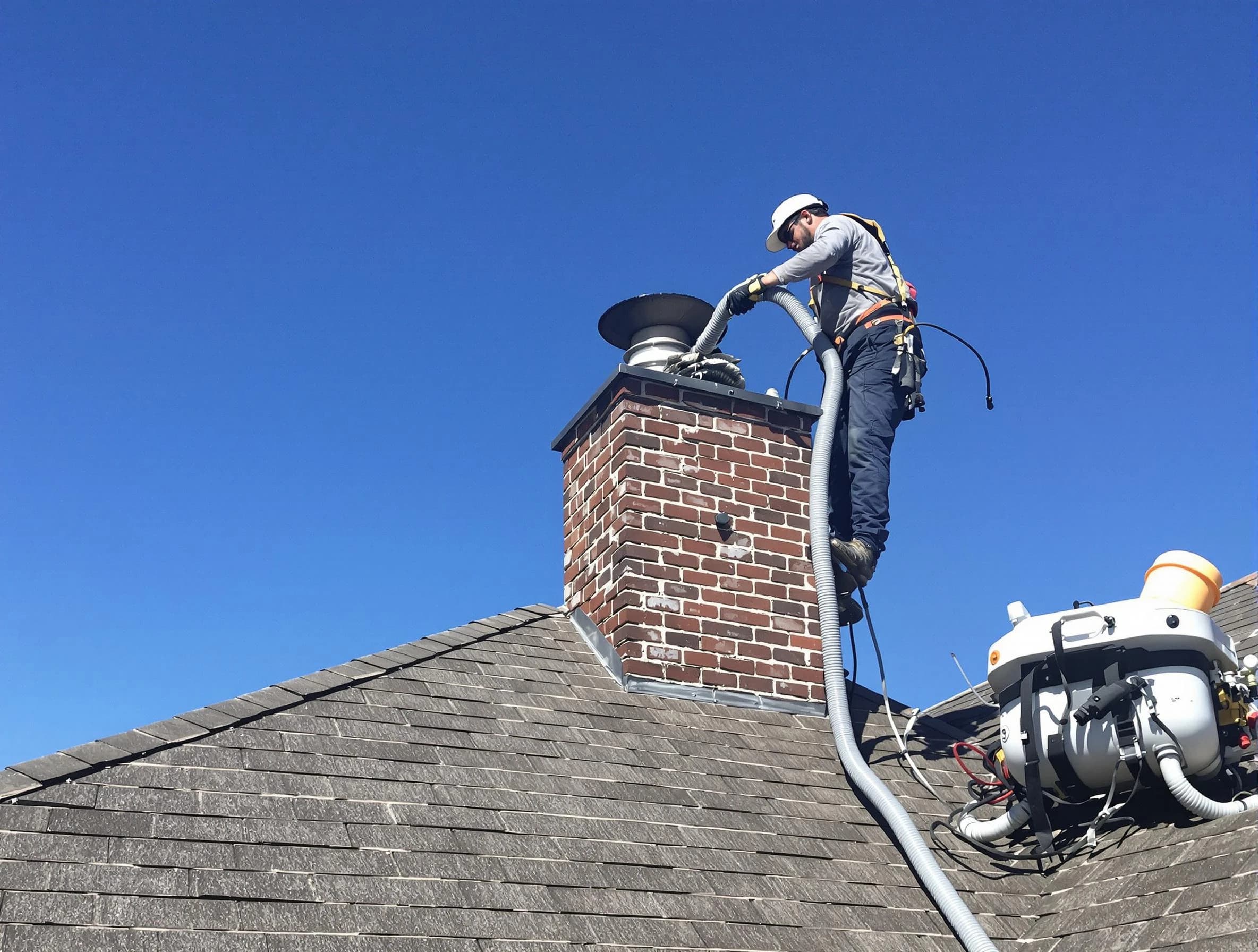 Dedicated Fort Lupton Chimney Sweep team member cleaning a chimney in Fort Lupton, CO