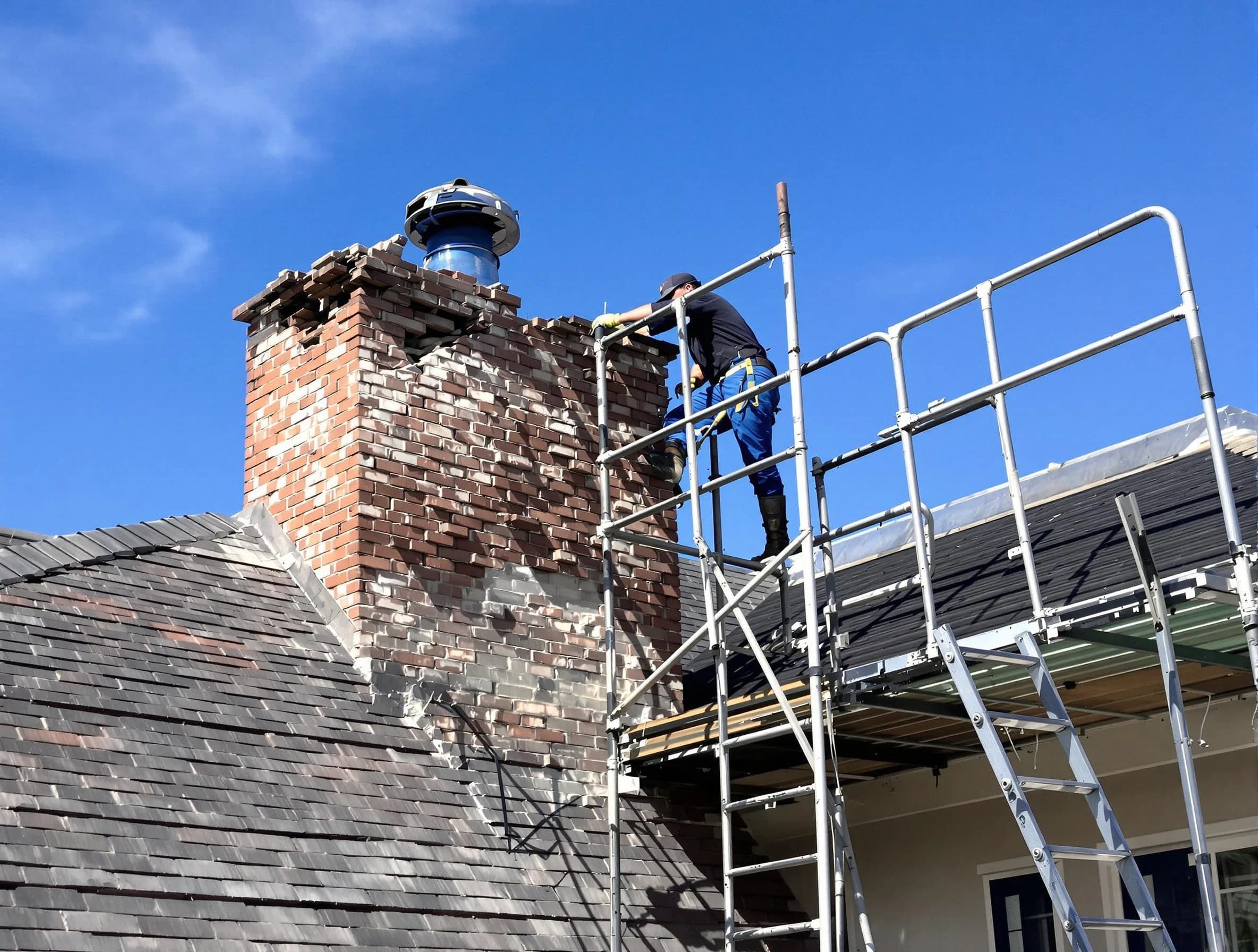 Rebuilding a chimney structure by Fort Lupton Chimney Sweep in Fort Lupton, CO