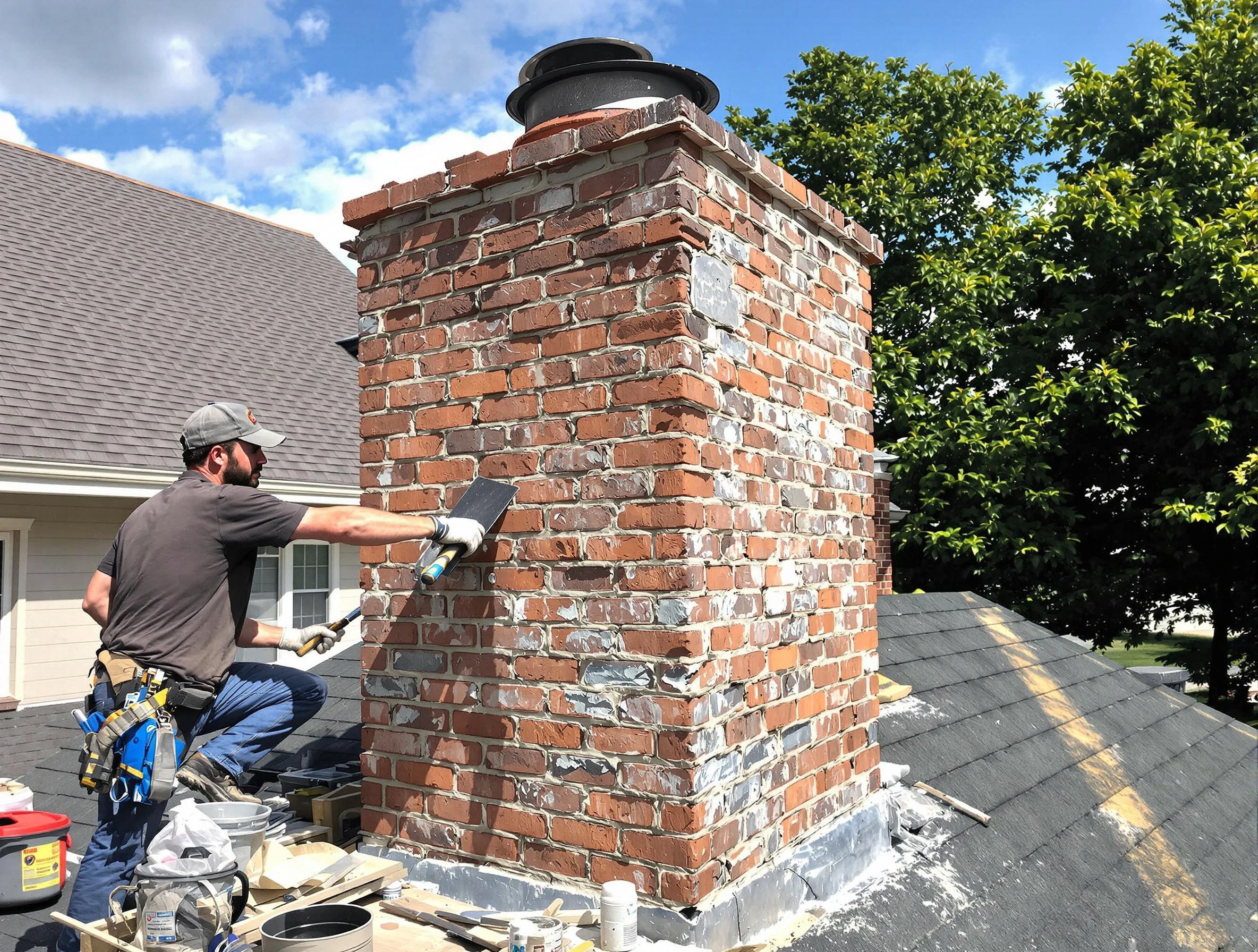 Completed chimney rebuild by Fort Lupton Chimney Sweep in Fort Lupton, CO