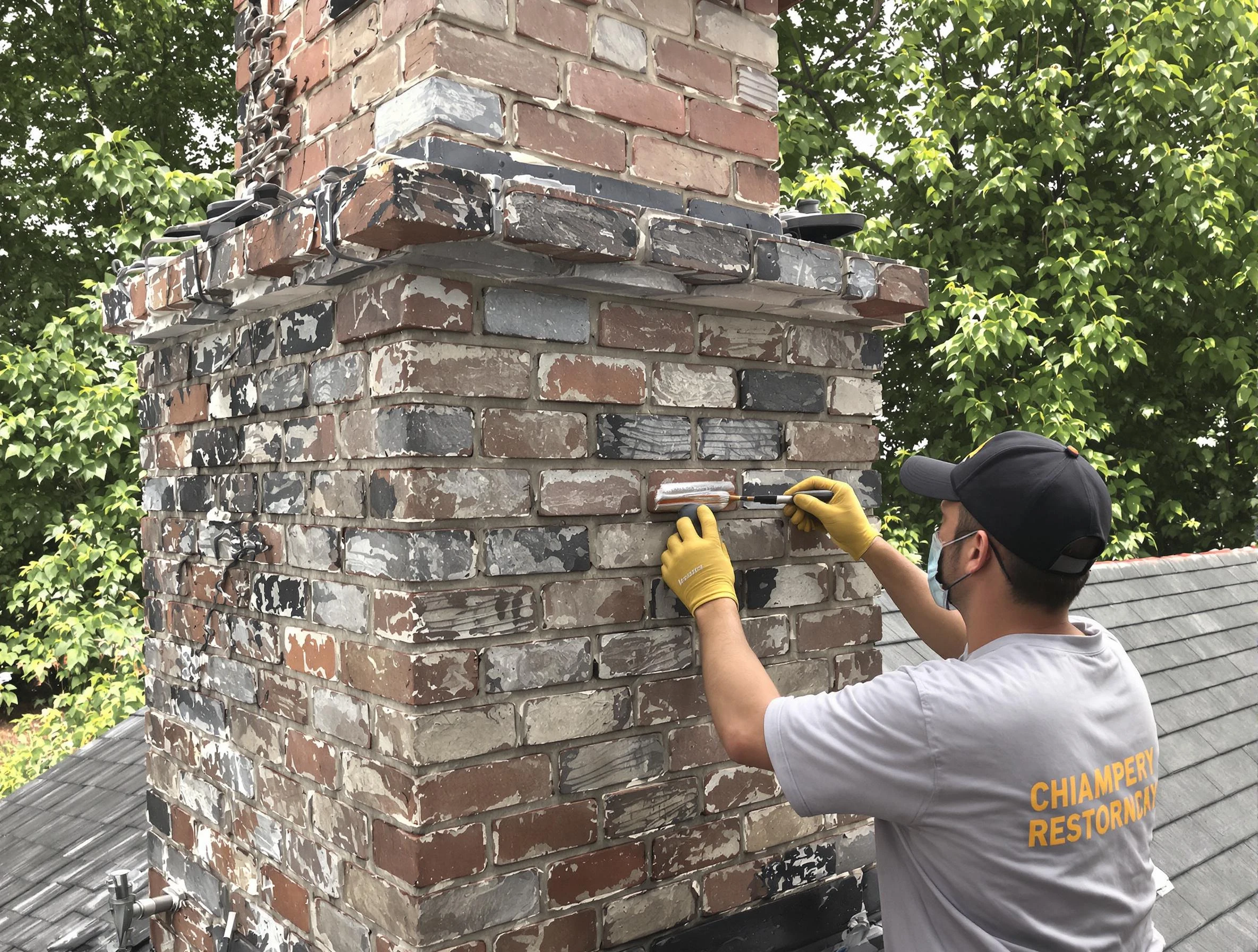 In-progress chimney restoration by Fort Lupton Chimney Sweep in Fort Lupton, CO