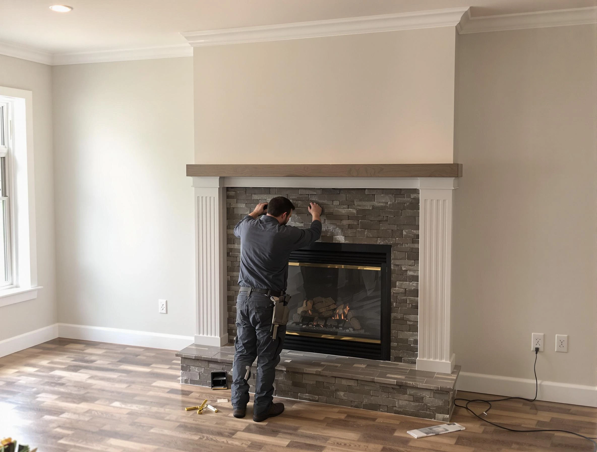 Fort Lupton Chimney Sweep finishing a custom fireplace install in Fort Lupton, CO